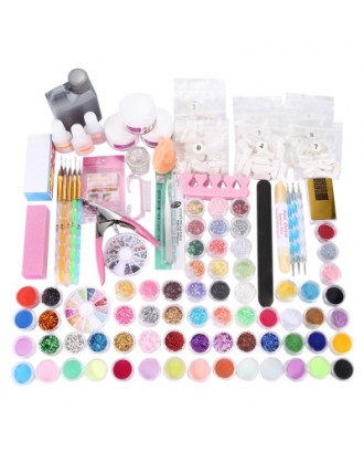 120ml DIY Nail Decorations Manicure Set Buffer Glue Acrylic Glitter Powder Liquid File Tips Pen Tool