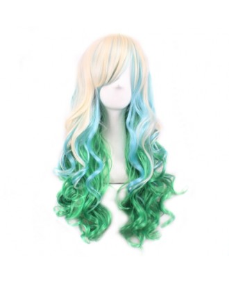 Multi-color Big Curly Long Wig with Bangs for Cosplay